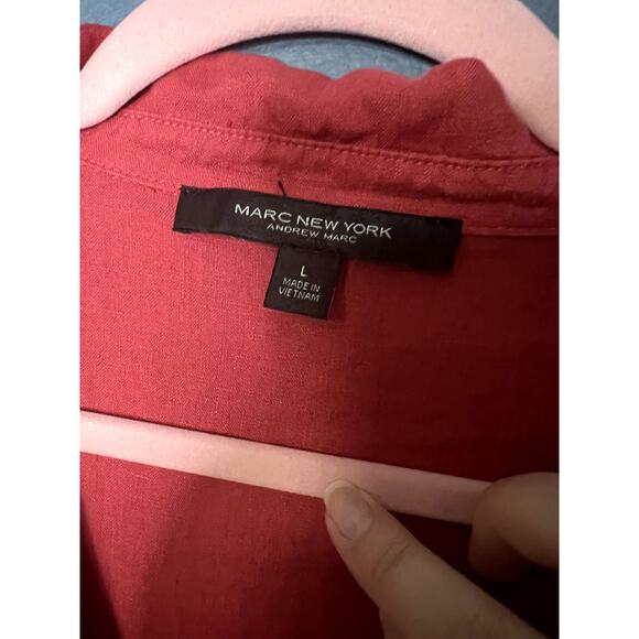 Marc New York Linen Button Shirt Women's Size Large Lagenlook Boxy Nautical - Picture 8 of 10